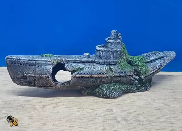 Aquarium Ornament Small Wreck Submarine Fish Tank Decoration New