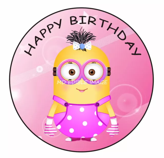 Despicable Me Minions pink party Edible Rice paper Image Cake Topper 19cm