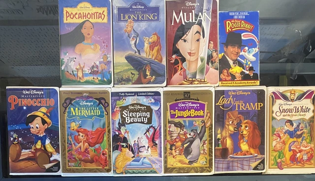 Lot Of 11 Walt Disney VHS - Black Diamond & Masterpiece - Mulan- Lion King