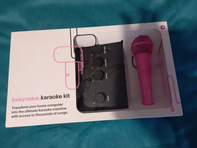 Lucky Voice karaoke machine kit + microphone, party box (pink/black)