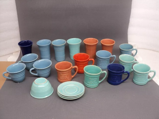 Vintage 1930s PACIFIC POTTERY LOT of glasses cups tumblers Tom custard