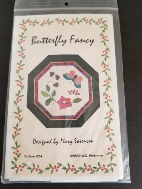 BUTTERFLY FANCY DESIGNED BY MARY SORENSEN~ OCTAGONAL WALL QUILT Applique