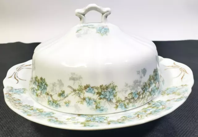 Rare Syracuse China OP Co. Round Butter Dish Covered w/insert Blue Floral 53402