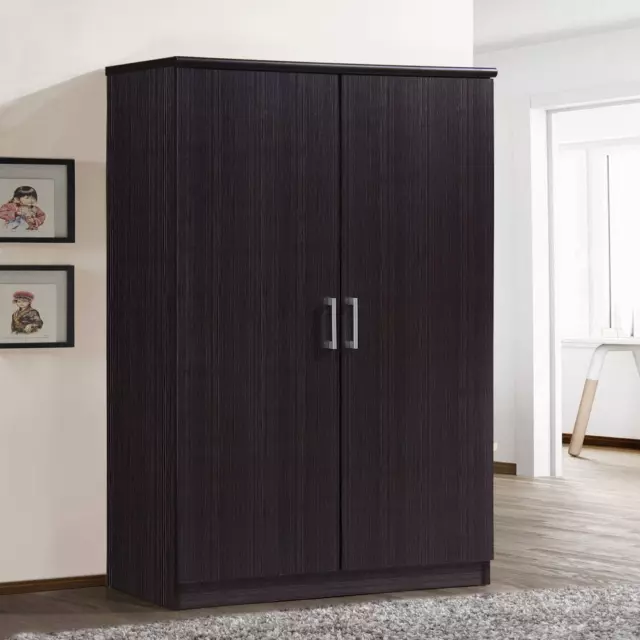 Armario Ropa Closet Cama Habitación Madera Ropero Guardar Estante Marron Oscuro