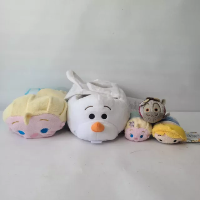 Disney Store Tsum Tsum Frozen Fever Olaf Plush Bag Set Incomplete Elsa 8"