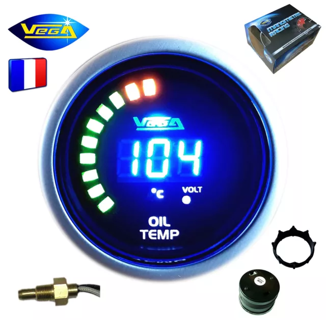 ► Manomètre Racing VEGA® 52mm Température d'huile Numérique+leds 20-150°C