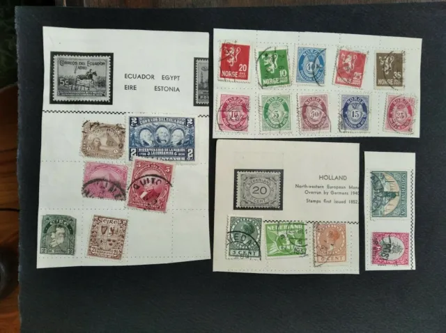 World Lot Early Old Stamps On Album Page Cuts  Colonies Africa Eire Norway Egipt