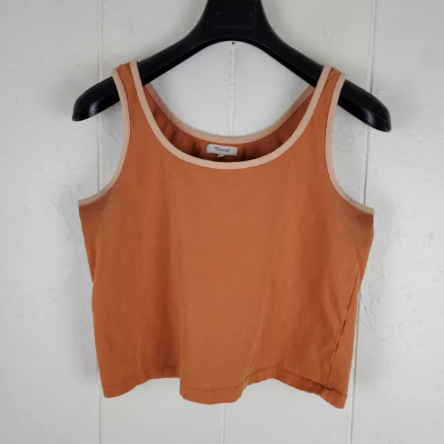 Madewell Tank Top Womens Medium Orange Scoop Neck Sleeveless Stretch Cropped