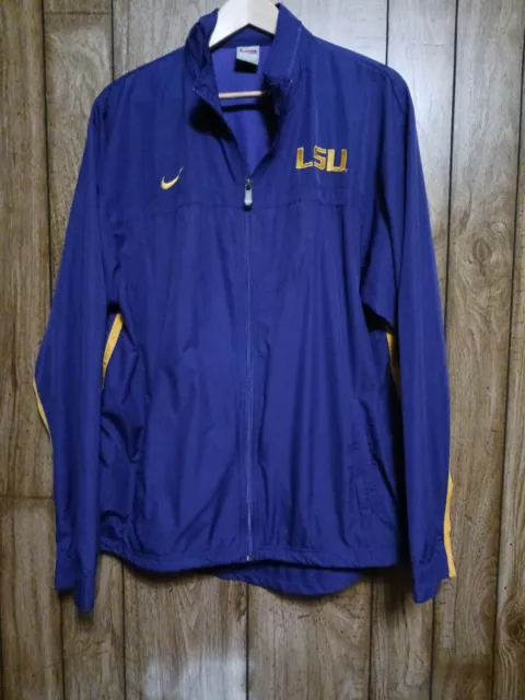 LSU Tigers Nike Full Zip Windbreaker Purple Embroidered Gold Logo Adult Size XL