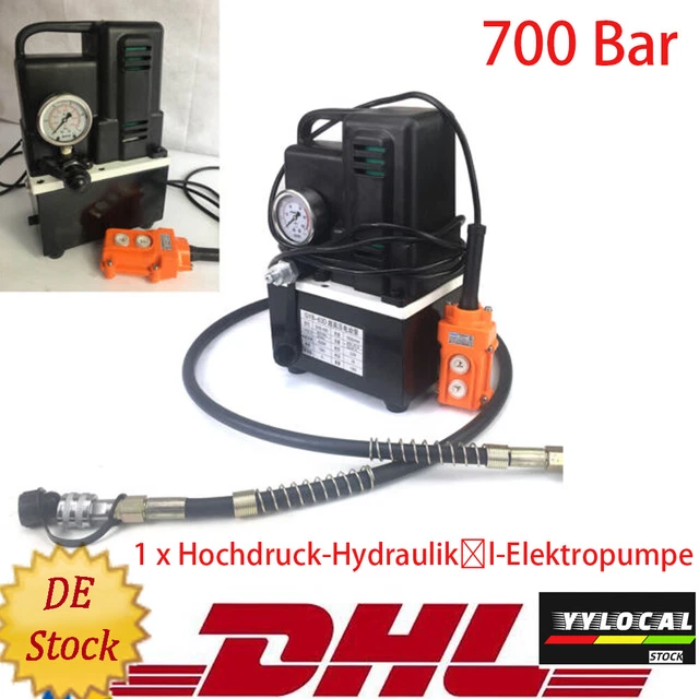 Pompa Idraulica Elettrica 700 Bar, 750W, 1400rpm, Serbatoio 7L - Con Pedale E Valvola Solenoide - Foto 2