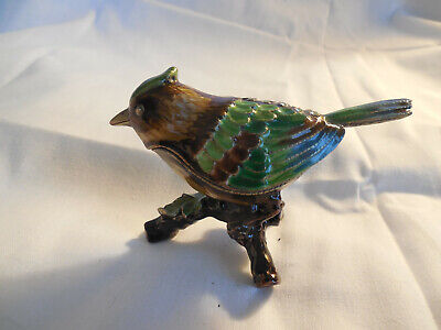Lovely enamel w/rhinestones bird trinket box