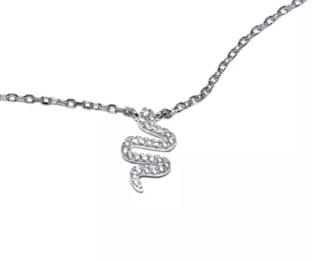 collana donna tutta argento 925 centrale serpente pavè zirconi bianchi brillanti