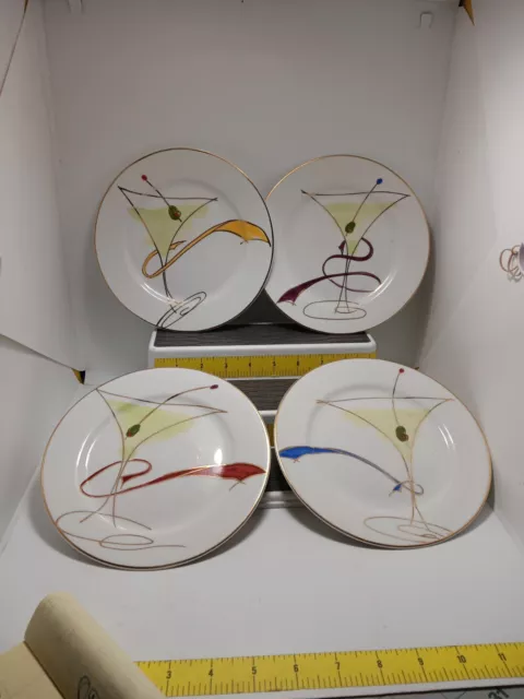 Pier 1 Imports Martini Glass Salad Dessert Appetizer Plates Porcelain Set of 4