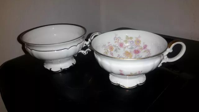 2 alte Hutschenreuther Selb Tassen Blumendekor Art Deco