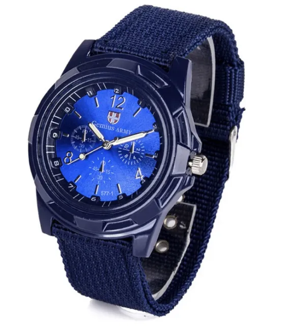 Swiss Men's Slim Sport Watch Wristwatch Military Analog Army Quartz BLUE Strap
