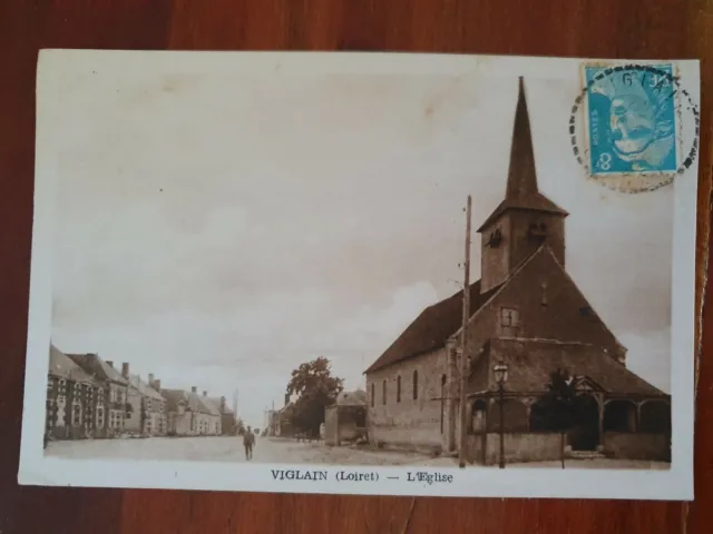 CPA 45 - Viglain L'église - Marianne stamp obliterated 8f in the 50s