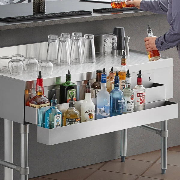 42" Stainless Steel Double Tier Commercial Bar Speed Rail Liquor Display Rack