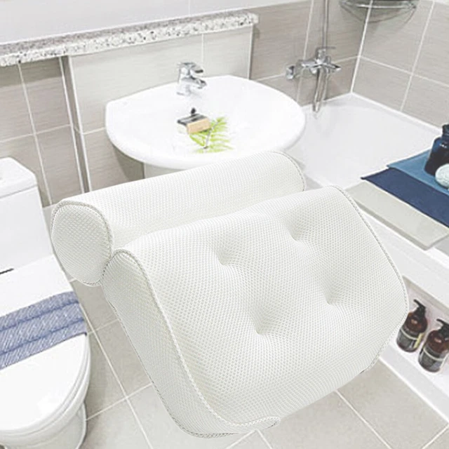 Cuscino da bagno spa in rete 3D traspirante con 6 ventose supporto collo e schiena spa