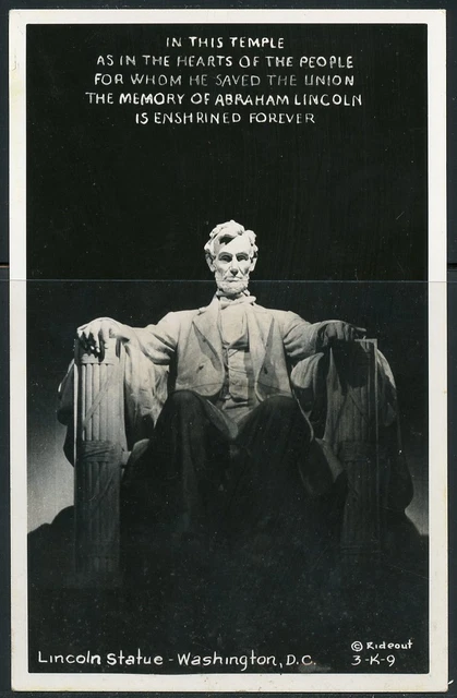 Abe Lincoln Statue In The Lincoln  Memorial  Postcard Mint