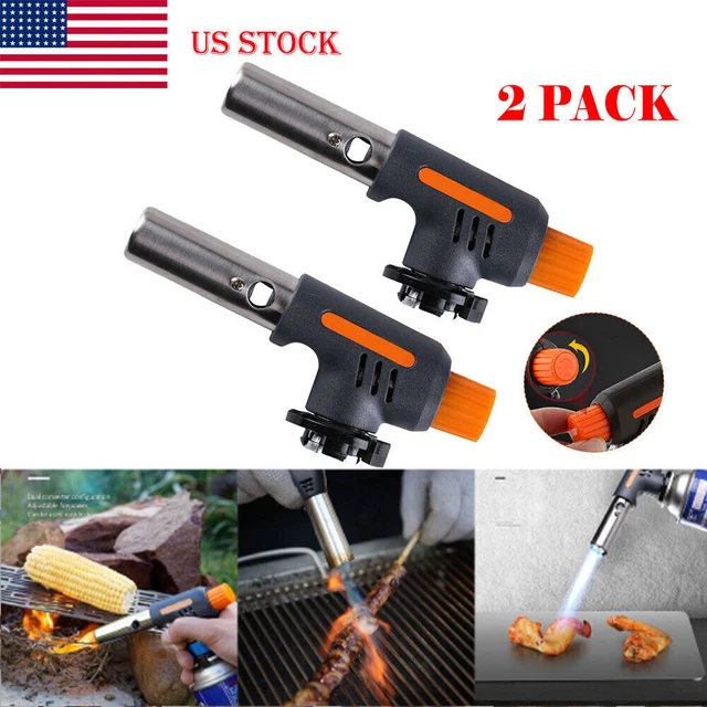 2X CAMPING GAS Torch Butane Burner Flame Gun Welding Fire Maker Lighter