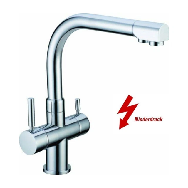 3-Wege-Wasserhahn DANUBIO Chrom (NIEDERDRUCK) für Osmoseanlagen und Wasserfilter