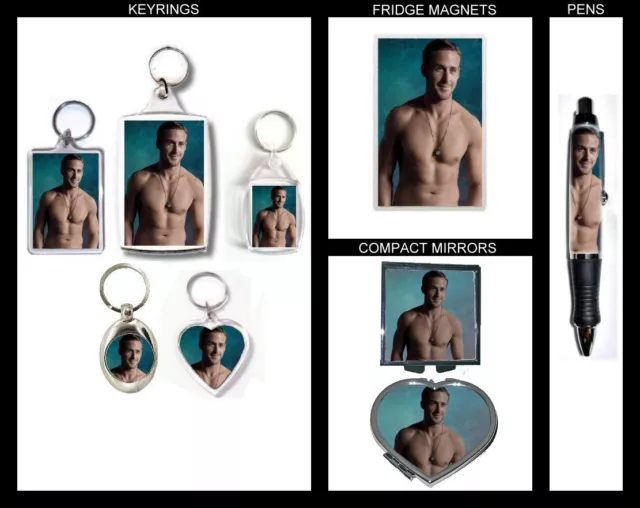 Ryan Gosling Fan Art Photo Gift (Keyring, Fridge Magnet, Compact Mirror, Pen)