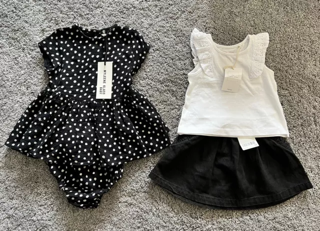 Bnwt New Next Monochrome 3-6 Myleene Klass Dress Skirt Top Baby Girl (#77)