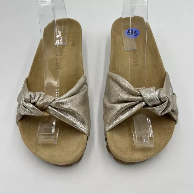 Jack Rogers Knotted Metallic Leather Slides in Womens Size 8.5 NEW