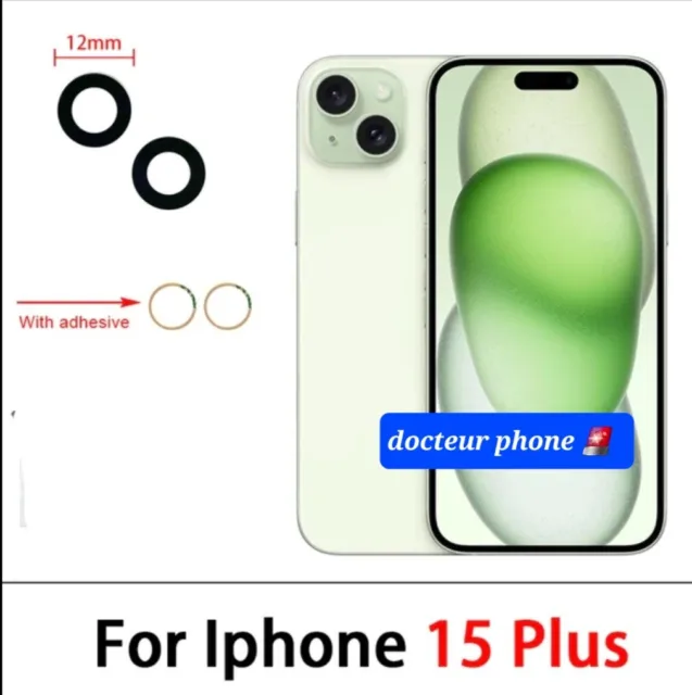 Lentille iPhone 15  vitre lentille de remplacement pour camera arrière + adhesif