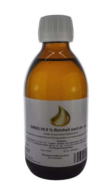 DMSO 99,9% Reinheit 250 ml nach ph.eur. in pharma Sirupglas braun