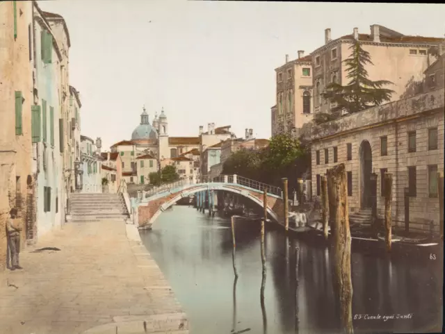 Italie, Venise, Rio degli Ognissanti, vintage print, ca.1870 Tirage vintage aqua