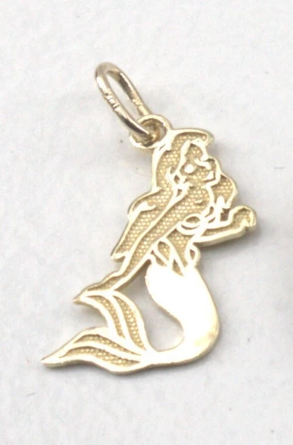 10K Gelbgold Disney kleine Meerjungfrau Anhänger Charm 3/4 Zoll