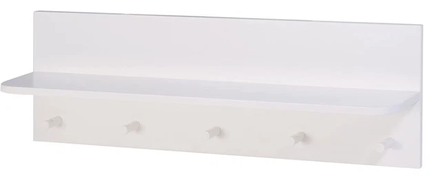 Roba Estante de Pared Dreamworld 3 , Perchero Con 5 Gancho en Blanco