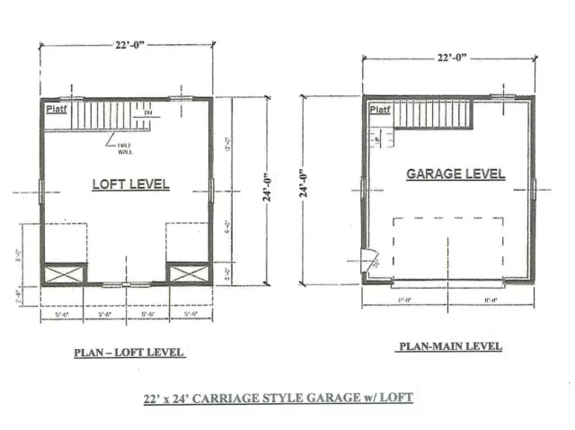 22x24 2 Autowagen Garage Baupläne Stil B 2