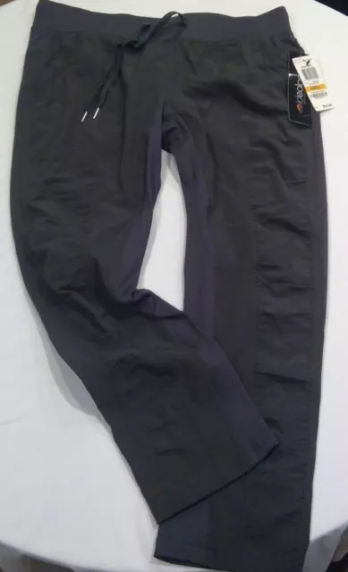 NWT Ideology Ruched Cropped Pants Deep Charcoal Grey Gray Size XL