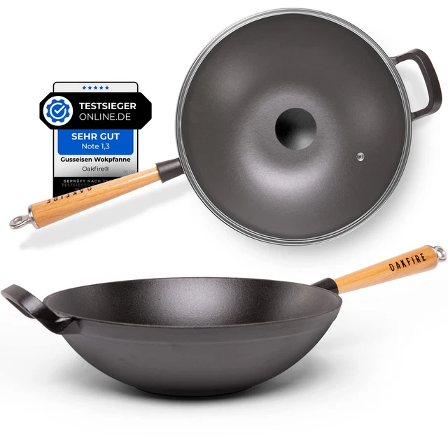 Sartén Wokfire esmaltada hierro fundido inducción 31 cm parrilla grande wok - abierta