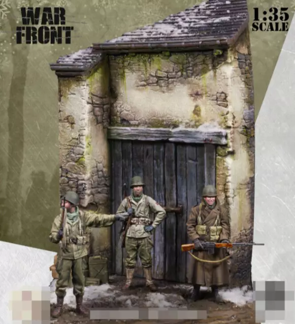 1:35 resin soldier figures model kit WW II US soldiers 3 man（With scenes）