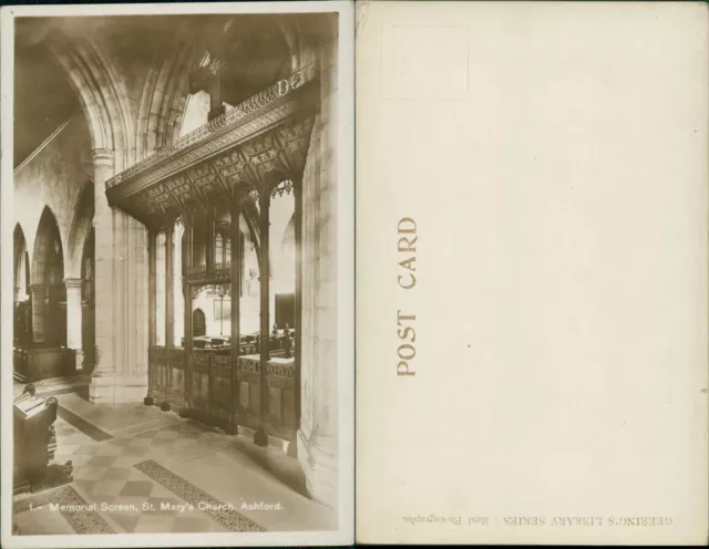 Ashford St Mary's Church Memorial Screen RP Real Photo