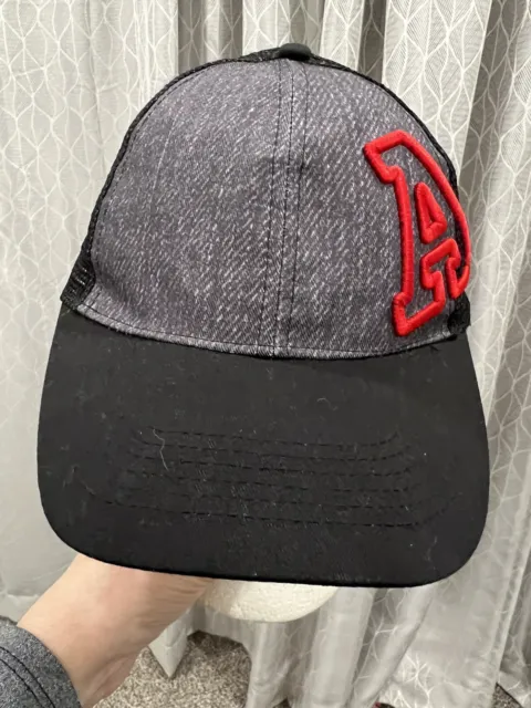 Red Embroidered 3 D A on Gray Fabric Black Mesh Trucker Hat Cap CSE Brand Adj.