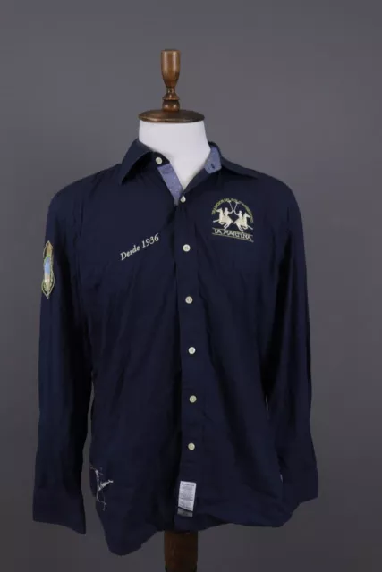 La Martina Buenos Aires Blue Dsde 1936 Long Sleeve Button Shirt Size XXL