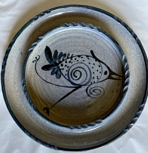 Vintage Rinny Staber Salt Glaze Dish Plate MCM Pottery Ancram NY
