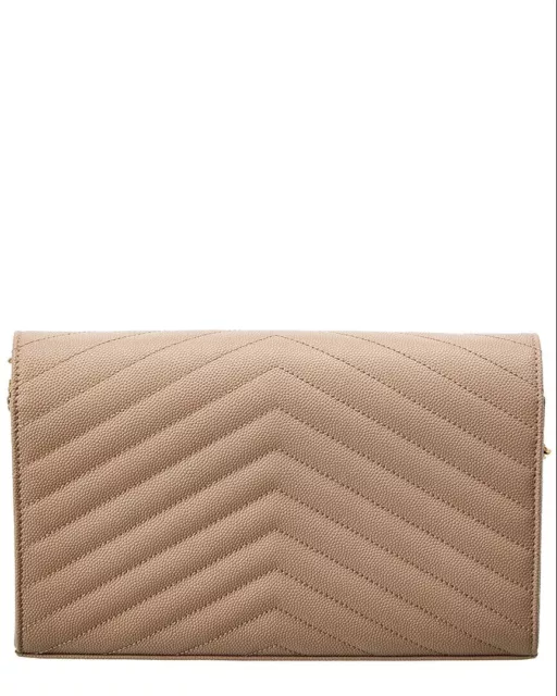 Saint Laurent Monogram Medium Matelasse Leather Wallet On Chain Women's Beige 2