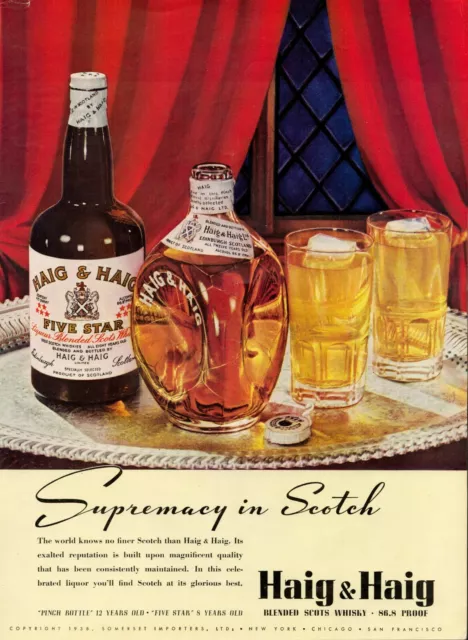 1938 Haig & Haig Blended Scots Whiskey Supreme in Scotch 86.8 Vintage Print Ad