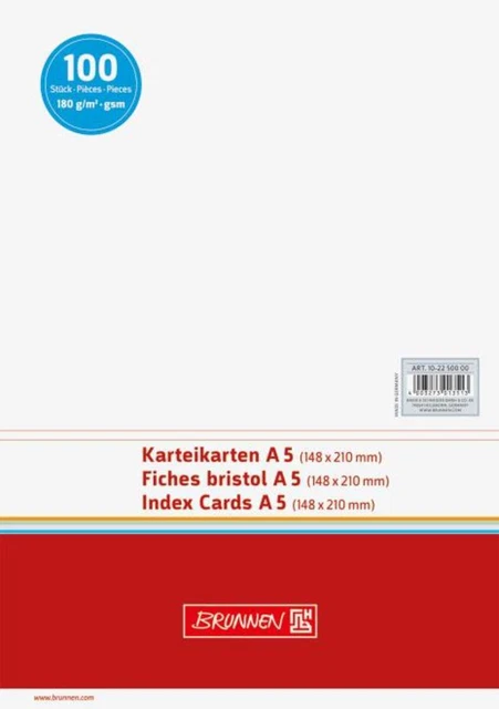 BRUNNEN Karteikarte A5, blanco, weiß, 100 Stück