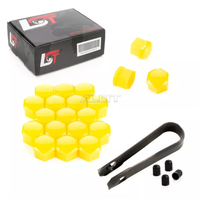 20x Caps Tapones de Tornillos de Rueda Kit Brillo Amarillo 17MM para