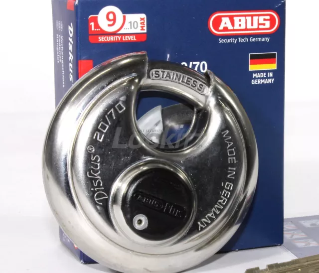 ABUS 20/70 Diskus Round padlock with Plus Cylinder - KEYED ALIKE