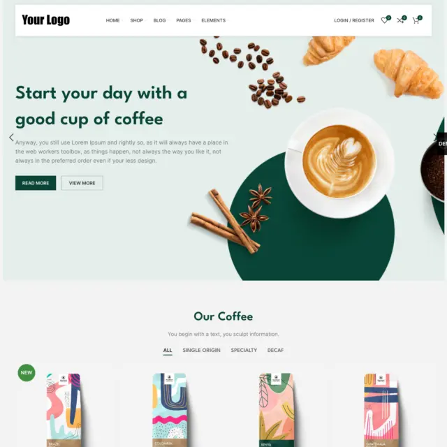 Coffee Online Shop Web Design with Free 5GB VPS Web Hosting
