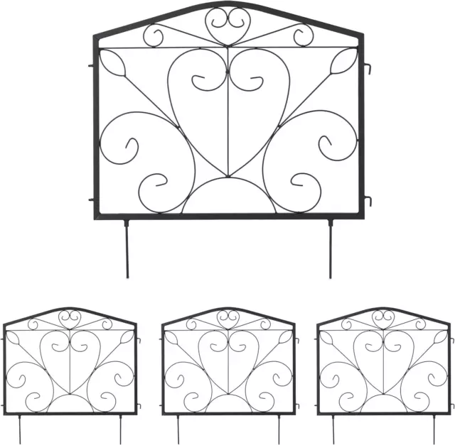 Recinzione per Aiuole, Set 4 Pannelli per Cortile E Giardino, Design Romantico,