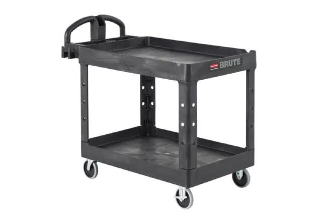 Rubbermaid Commercial Products 2-Shelf Utility/Service Cart, Small, Lipped Shelv