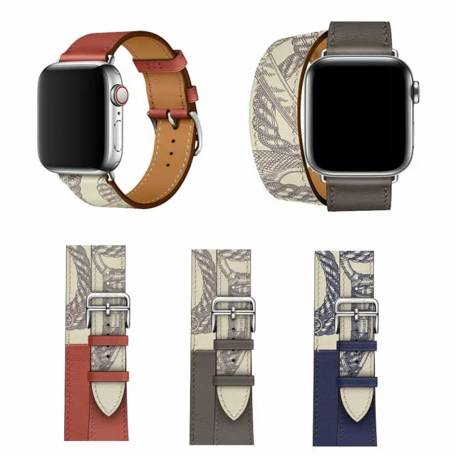 For Apple Watch Series 8 7 6 5 4 321 SE 38-44 Leather iWatch Band Strap Bracelet 2